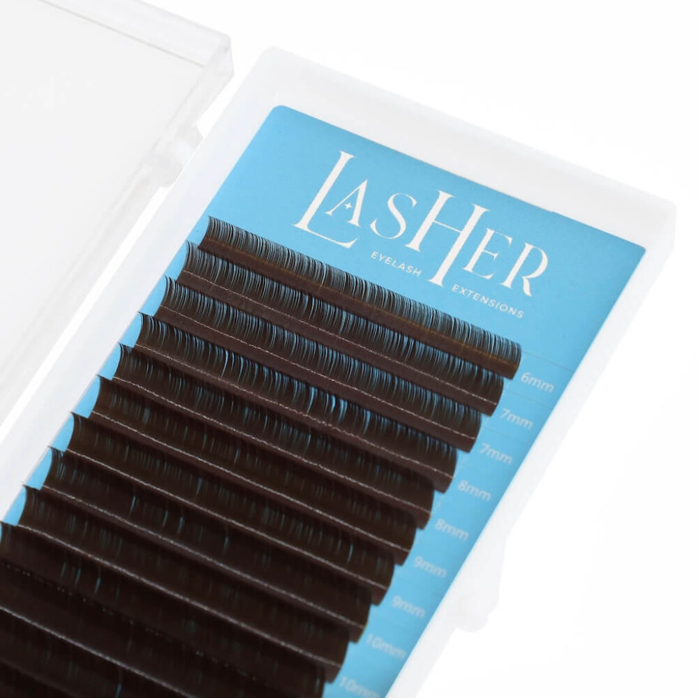 brown lashes L 0.07 mix 6-12mm